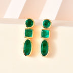 Smaragd-Triplette-Quarz Ohrringe 925 Silber 750 Gelb Vermeil ca. 9,48 ct.