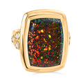 Lab Grown schwarzen Opal, Weißer Zirkon Ring 925 Silber 750 Gelbgold Vermeil (Größe 16.00) ca. 5.73 ct