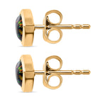 Labor erstellt schwarzen Opal Ohrringe 925 Silber 750 Gelbgold Vermeil ca. 1,09 ct.