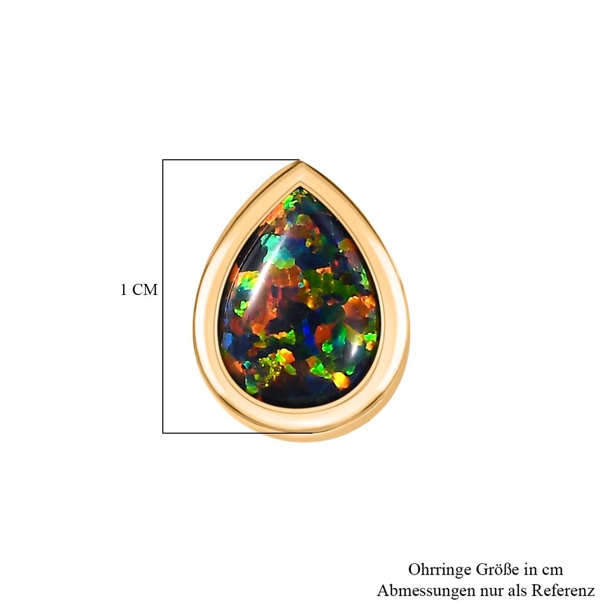 Labor erstellt schwarzen Opal Ohrringe 925 Silber 750 Gelbgold Vermeil ca. 1,09 ct.