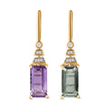 Prasiolith, Rose De France Amethyst und Zirkon Ohrringe - 5,33 ct.