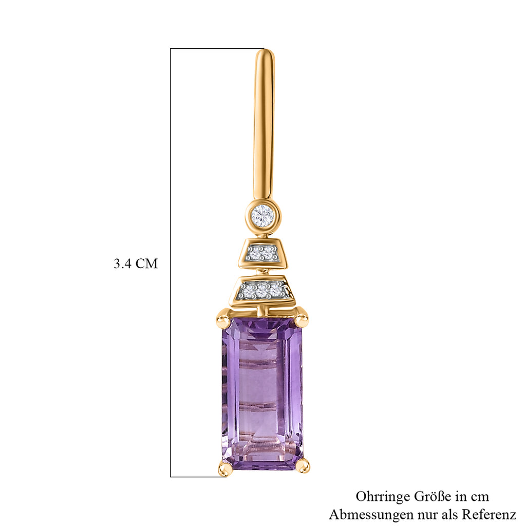 Prasiolite, Rose De France Amethyst Ohrringe 925 Silber 750 Gelbgold Vermeil ca. 5,33 ct.