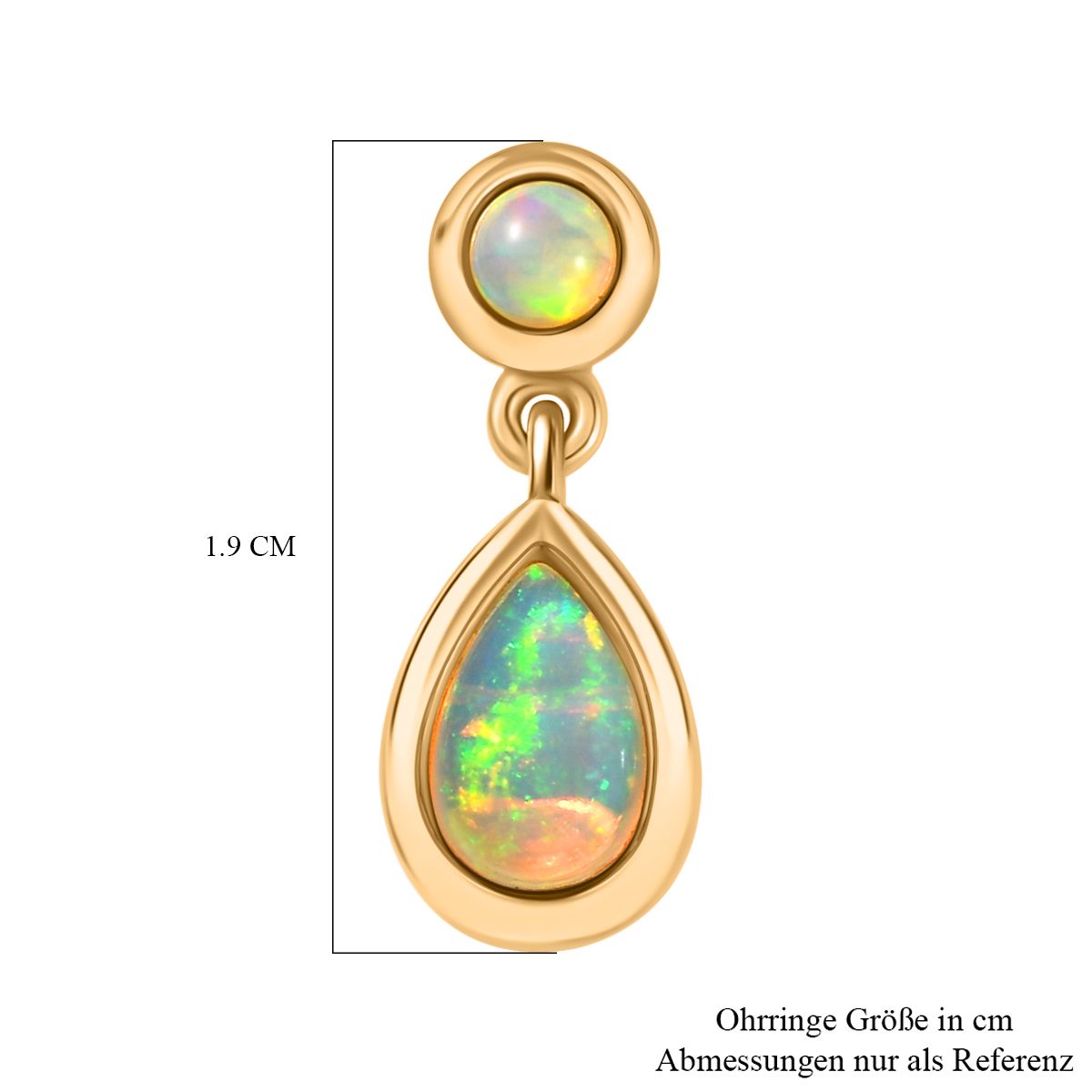 AA Natürlicher, äthiopischer Welo Opal Ohrringe 925 Silber 750 Gelbgold Vermeil ca. 1,33 ct.