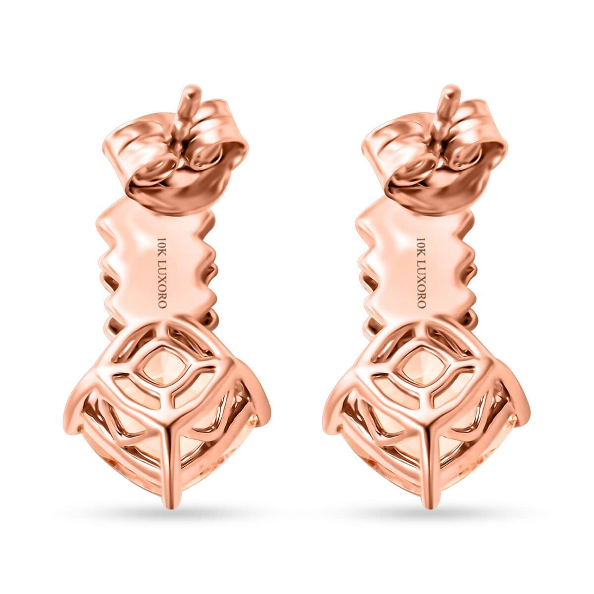 AAA Rosa Morganit, Weißer Diamant Ohrringe  417 Rosa Gold ca. 2.70 ct