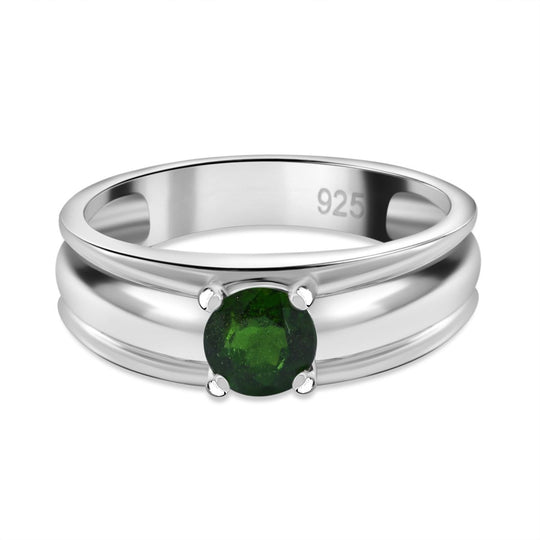 Natürlicher Chromdiopsid Ring, 925 Silber rhodiniert (Größe 20.00) ca. 0.55 ct