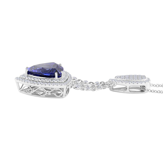 CHAIRMAN VAULT COLLECTION - AAAA Tansanit, Weißer Diamant AGI zertifiziert Anhänger, zertifiziert und geprüft, 950 Platin ca. 22.15 ct