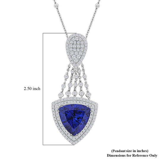 CHAIRMAN VAULT COLLECTION - AAAA Tansanit, Weißer Diamant AGI zertifiziert Anhänger, zertifiziert und geprüft, 950 Platin ca. 22.15 ct