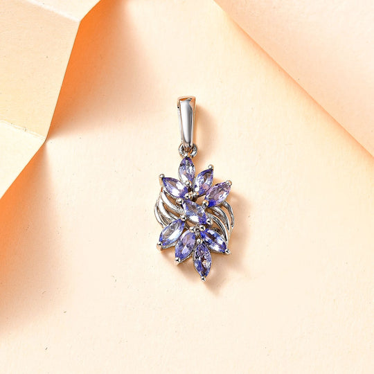 Tansanit Anhänger 925 Silber rhodiniert ca. 1.18 ct