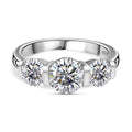 Moissanit Ring, 925 Silber rhodiniert (Größe 19.00) ca. 1.81 ct