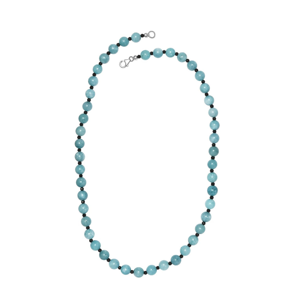 Aquamarin Halskette ca. 50 cm 925 Silber rhodiniert ca. 170,00 ct.