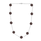 Mosambik Granat Halskette ca. 50 cm 925 Silber rhodiniert ca. 40,00 ct.
