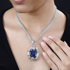 AAA Labradorit, Apatit Halskette ca. 45 cm 925 Silber rhodiniert ca. 72.70 ct