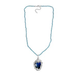 AAA Labradorit, Apatit Halskette ca. 45 cm 925 Silber rhodiniert ca. 72.70 ct