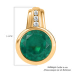Smaragd-Quarz Triplette, Weißer Zirkon Anhänger 925 Silber vergoldet ca. 3.43 ct