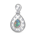 AA Natürlicher, äthiopischer Welo Opal, Weißer Zirkon Anhänger 925 Silber rhodiniert ca. 0.59 ct