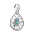 AA Natürlicher, äthiopischer Welo Opal, Weißer Zirkon Anhänger 925 Silber rhodiniert ca. 0.59 ct