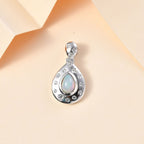AA Natürlicher, äthiopischer Welo Opal, Weißer Zirkon Anhänger 925 Silber rhodiniert ca. 0.59 ct