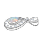 AA Natürlicher, äthiopischer Welo Opal, Weißer Zirkon Anhänger 925 Silber rhodiniert ca. 0.59 ct