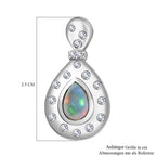 AA Natürlicher, äthiopischer Welo Opal, Weißer Zirkon Anhänger 925 Silber rhodiniert ca. 0.59 ct