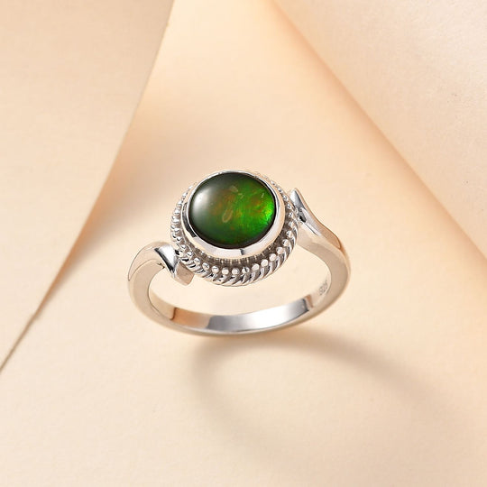 Ammolit Ring, 925 Silber rhodiniert (Größe 18.00) ca. 1.47 ct