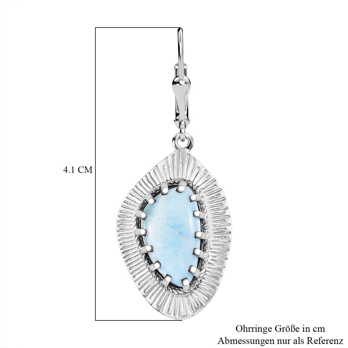 AA Larimar Ohrringe 925 Silber rhodiniert ca. 9.31 ct