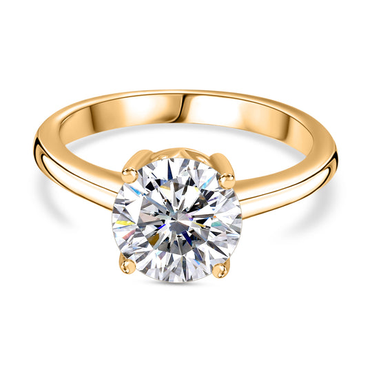 Moissanit Ring 925 Silber 750 Gelbgold Vermeil (Größe 21.00) ca. 1,73 ct