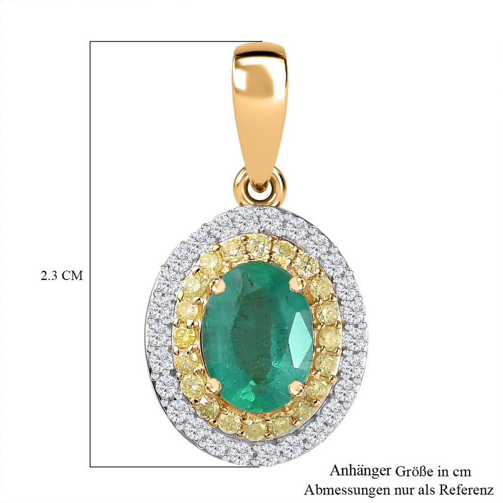 AAA Smaragd, Gelber Diamant Anhänger 585 Gold ca. 1,53 ct.