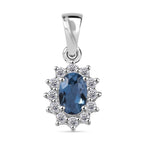 Kyanit, Weißer Zirkon Anhänger 925 Silber rhodiniert ca. 0.89 ct