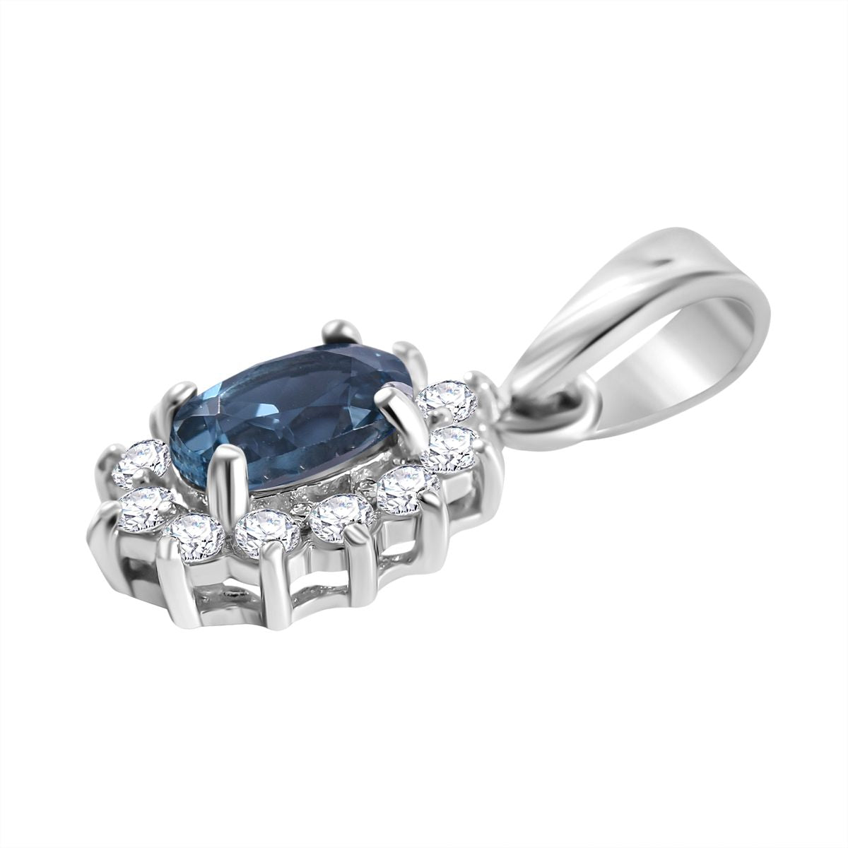 Kyanit, Weißer Zirkon Anhänger 925 Silber rhodiniert ca. 0.89 ct