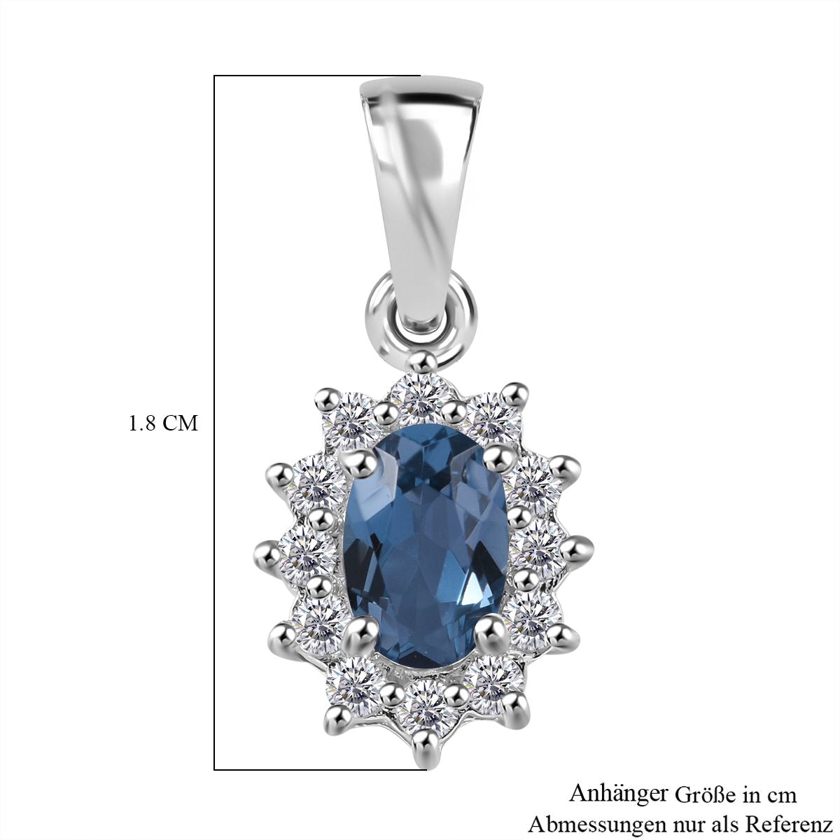 Kyanit, Weißer Zirkon Anhänger 925 Silber rhodiniert ca. 0.89 ct