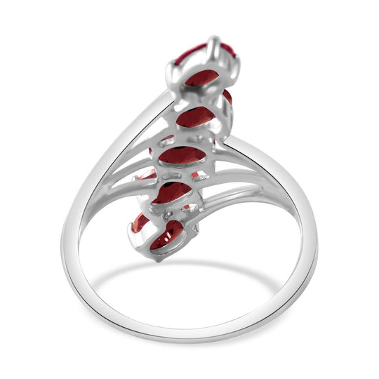 Roter Granat Ring 925 Silber rhodiniert ca. 2,81 ct