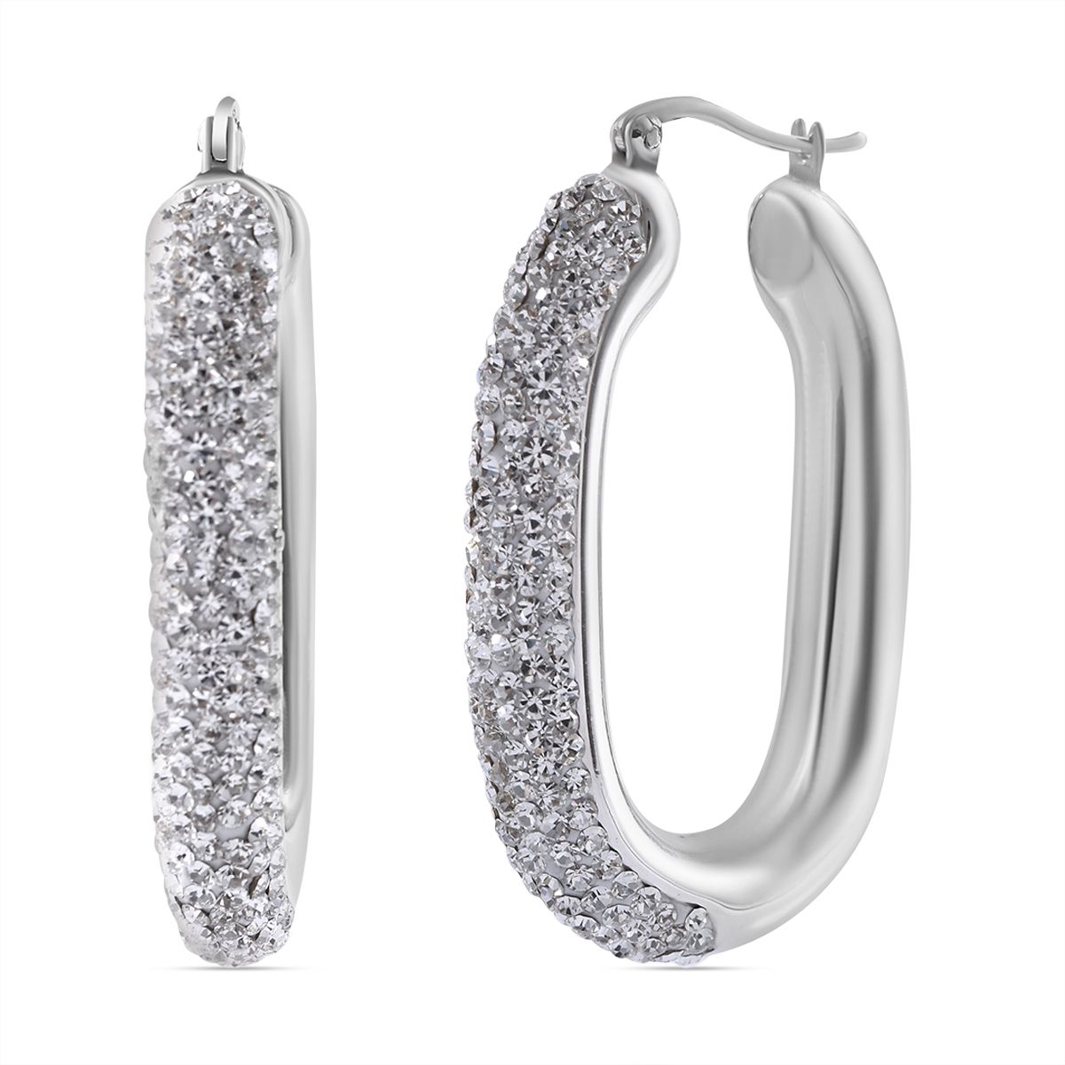 Thai Silber Kollektion- Weißer Kristall Ohrringe, 925 Silber