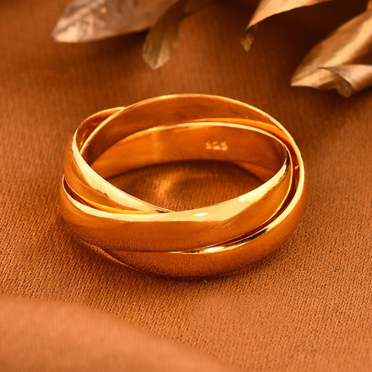 Designer Inspirierter Trilogy Ring, 925 Silber Gelbgold Vermeil (Größe 20.00) ca. 7,47g