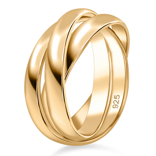 Designer Inspirierter Trilogy Ring, 925 Silber Gelbgold Vermeil (Größe 20.00) ca. 7,47g