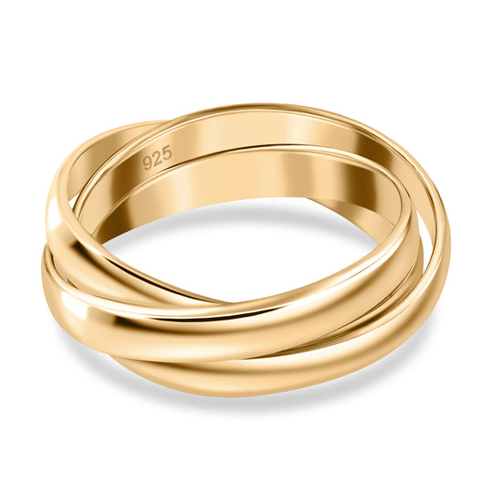 Designer Inspirierter Trilogy Ring, 925 Silber Gelbgold Vermeil (Größe 20.00) ca. 7,47g