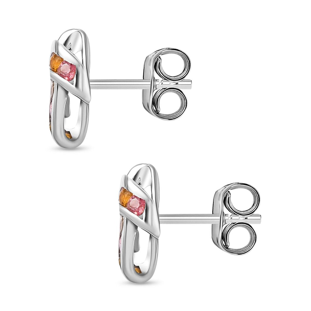 AA Mehrfarbig-Turmalin Ohrringe 925 Silber rhodiniert ca. 1,08 ct.