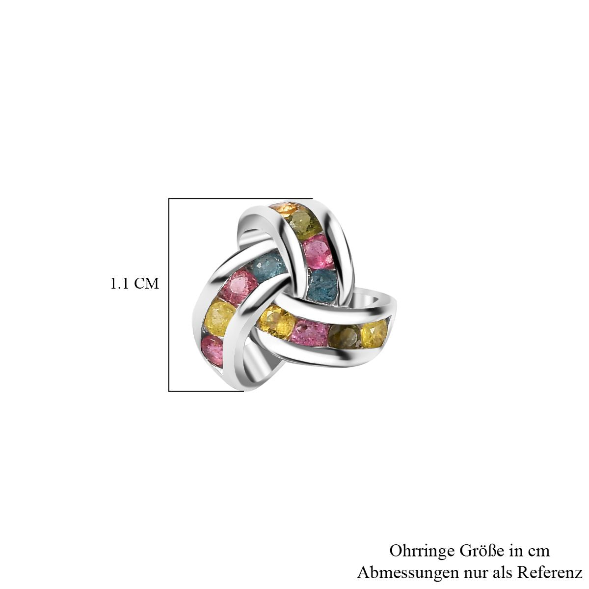 AA Mehrfarbig-Turmalin Ohrringe 925 Silber rhodiniert ca. 1,08 ct.