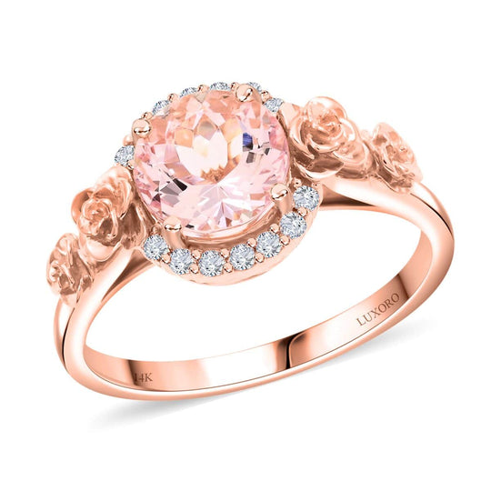 LUXORO zertifizierter und geprüfter AAA Rosa Morganit und Diamant Ring in 585 Roségold - 1,90 ct.