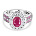 Montepuez-Rubin, Moissanit Ring 925 Silber rhodiniert (Größe 17.00) ca. 2,19 ct