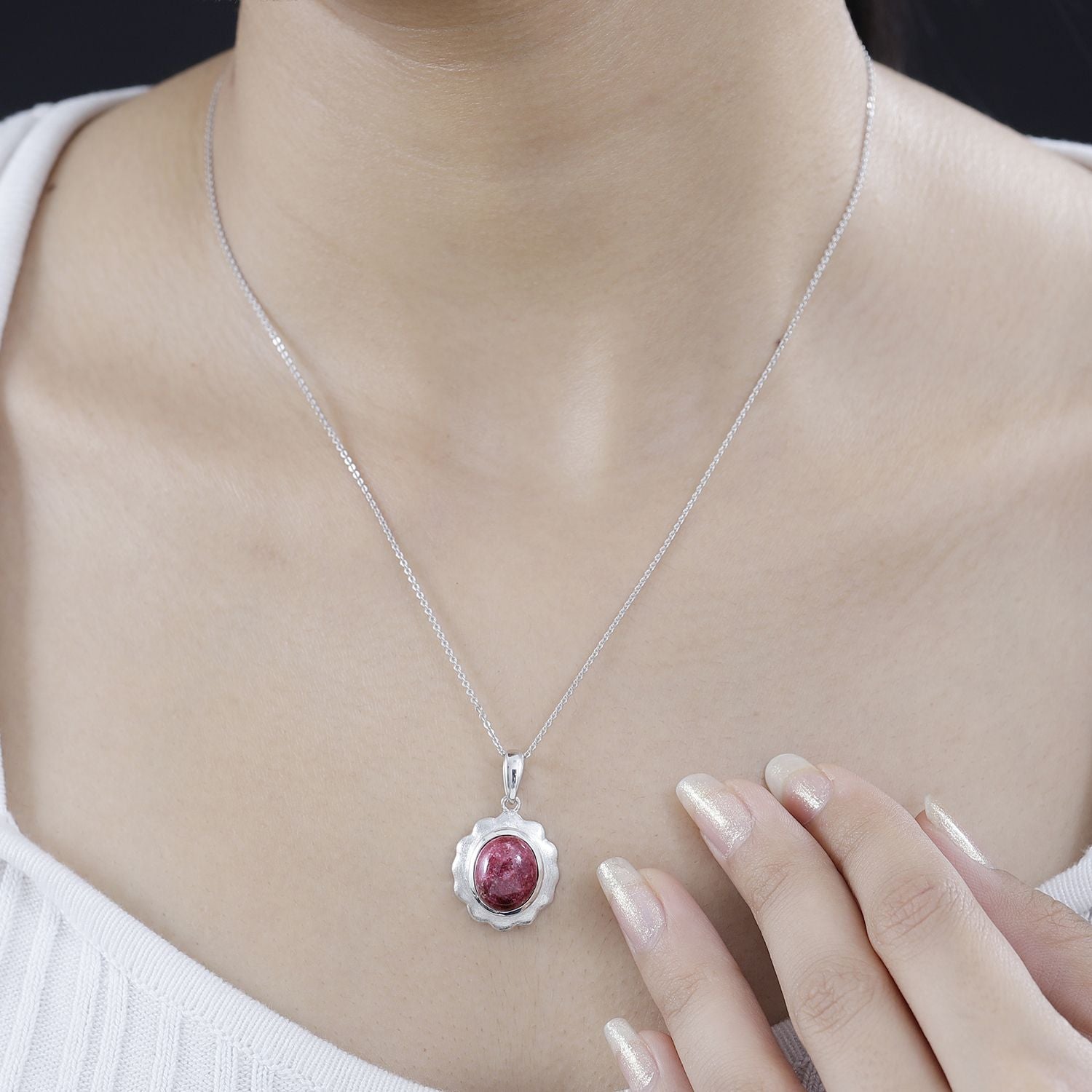 AA Thulit Anhänger 925 Silber rhodiniert ca. 6,02 ct.