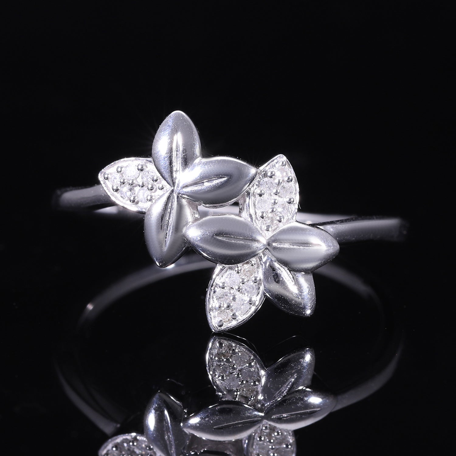 Weißer Diamant P Ring, 925 Silber Roségold Vermeil (Größe 19.00)