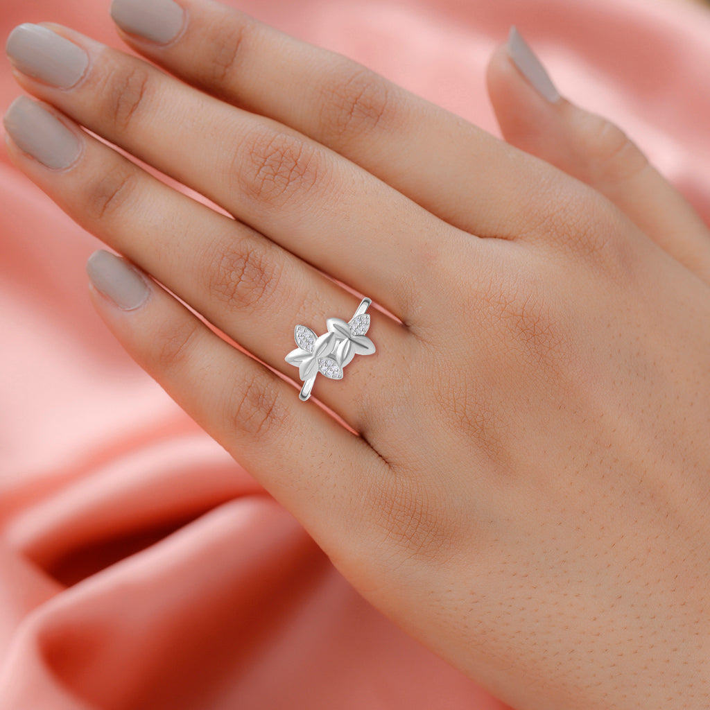 Weißer Diamant P Ring, 925 Silber Roségold Vermeil (Größe 19.00)