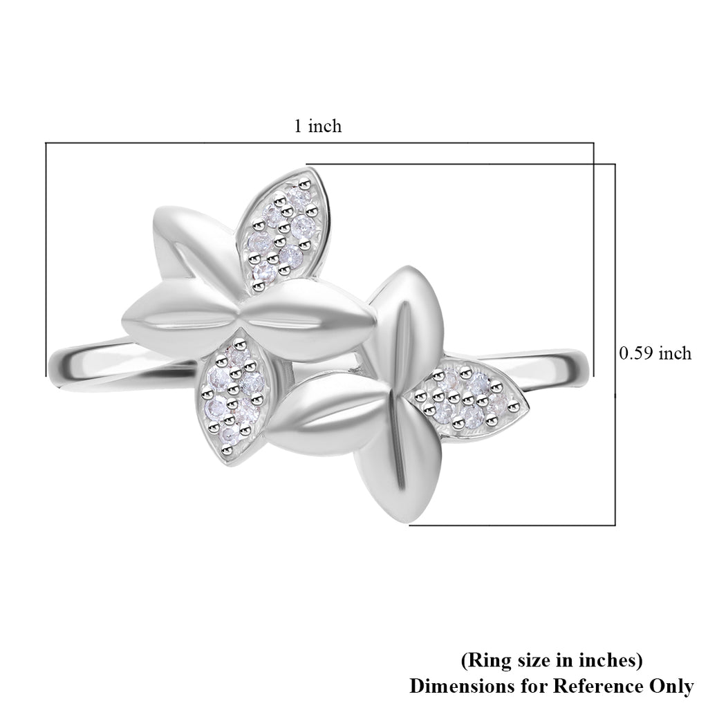 Weißer Diamant P Ring, 925 Silber Roségold Vermeil (Größe 19.00)