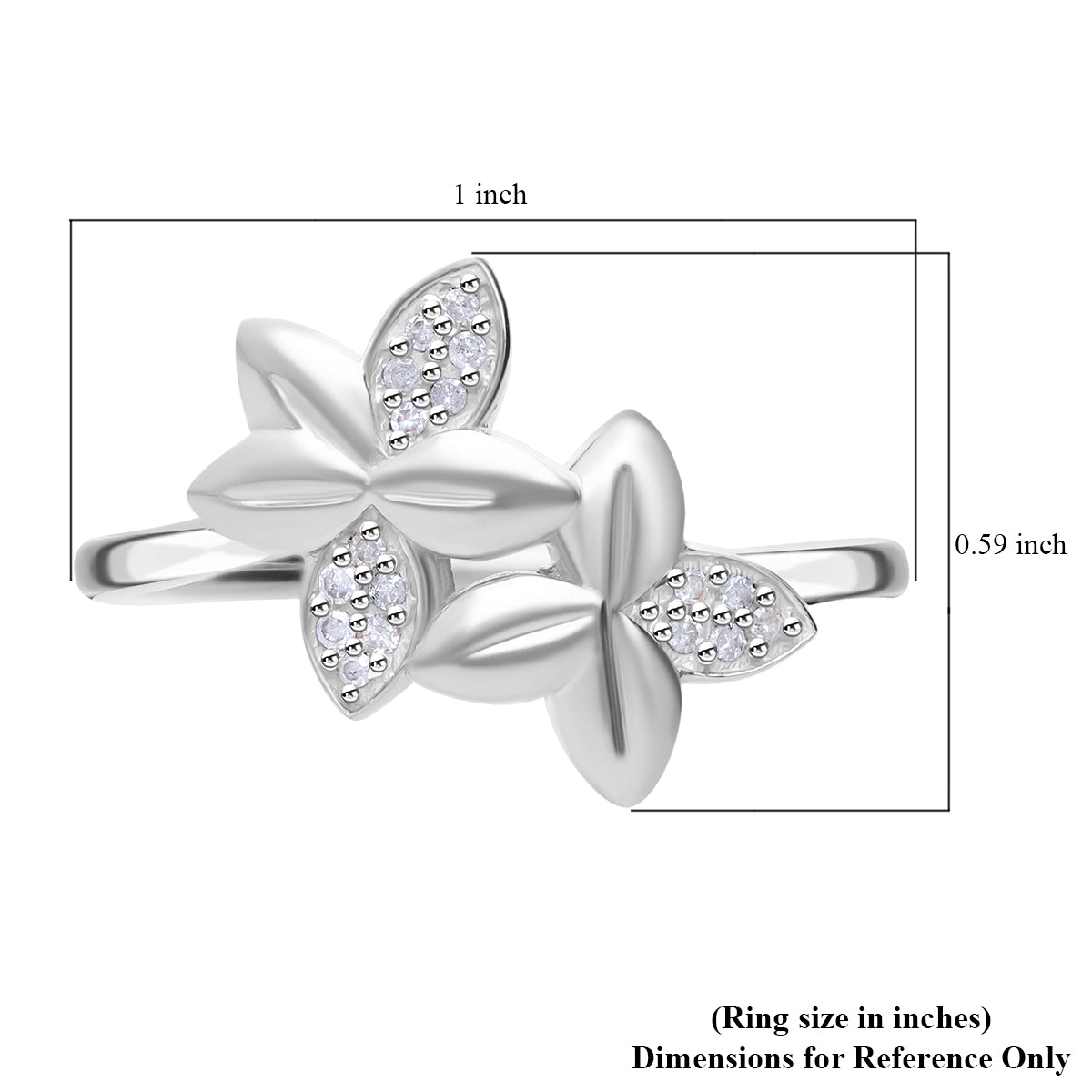 Weißer Diamant P Ring, 925 Silber Roségold Vermeil (Größe 19.00)