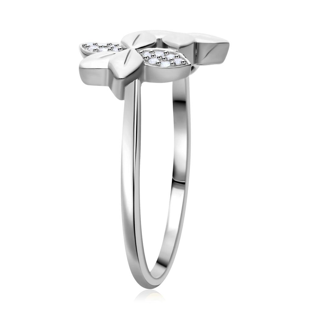 Weißer Diamant P Ring, 925 Silber Roségold Vermeil (Größe 19.00)