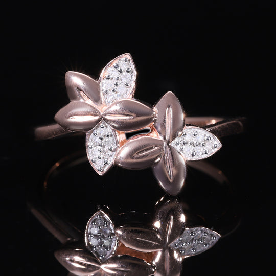 Weißer Diamant P Ring, 925 Silber Roségold Vermeil (Größe 21.00)