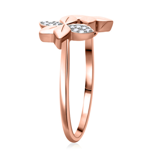 Weißer Diamant P Ring, 925 Silber Roségold Vermeil (Größe 21.00)