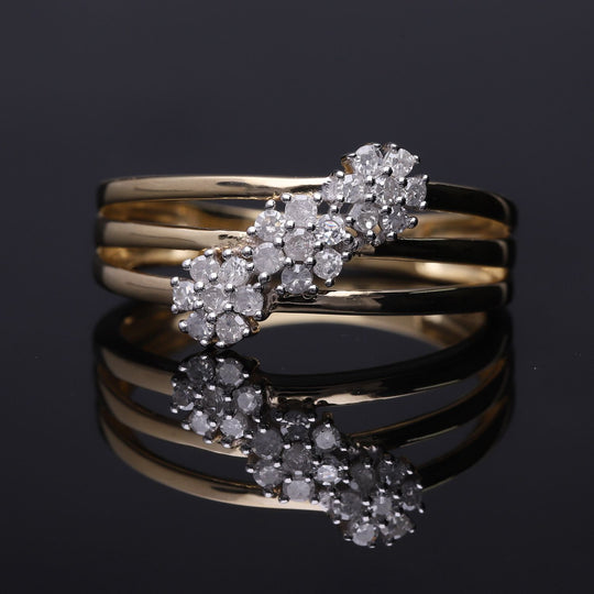 Weißer Diamant P Ring 925 Silber Gelbgold Vermeil ca. 0,33 ct