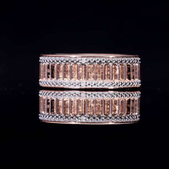 Weißer Diamant Ring 925 Silber 750 Gelbgold Vermeil (Größe 21.00)