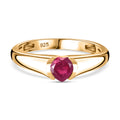 Afrikanischer Rubin (Fissure gefüllt) Herz Ring, 925 Silber 750 Gelbgold Vermeil (Größe 21.00) ca. 0.70 ct